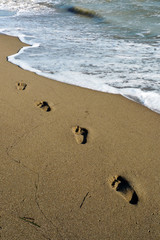 footprints on the beach