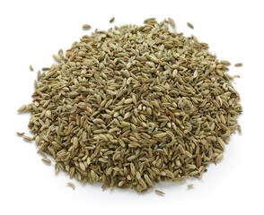 Fennel seeds on white background
