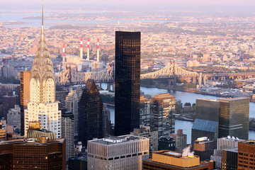 Fototapeta premium Aerial closeup view of New York