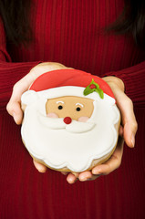 Close up of Santa cookie