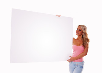sexy girl holding a billboard