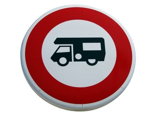Panneau d'accès interdit aux camping-cars