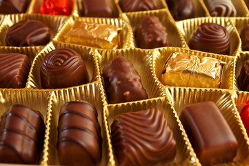 Chocolate candies in a box