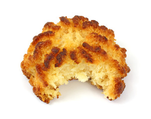 Gluten free coconut macaroon that has been bitten