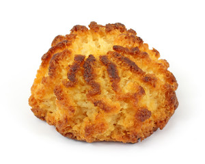 A delicious coconut macaroon on a white background