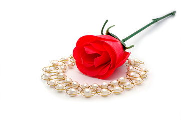 Pearl necklace isolated on the white background © birdmanphoto