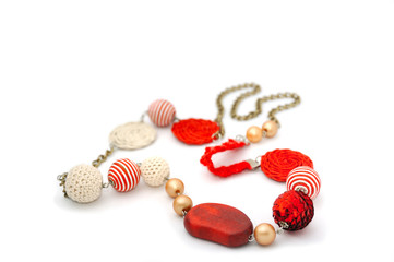 colored necklace isolated on white background © birdmanphoto