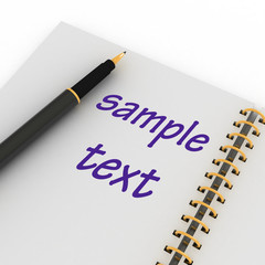 Notebook and pen on a white background
