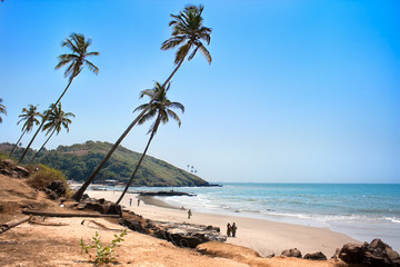 Obraz na płótnie Canvas Panoramiczny widok z pięknej plaży tropikalnych Vagator