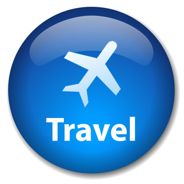 TRAVEL Web Button (destinations flights world tour holidays map)