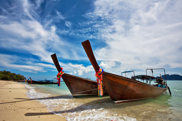 Thai boats near the beach. Thailand