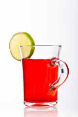 fruit tea in a glass decorated with lime