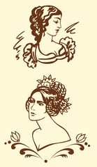 illustration with portraits of young women