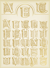 Vintage alphabet vector set
