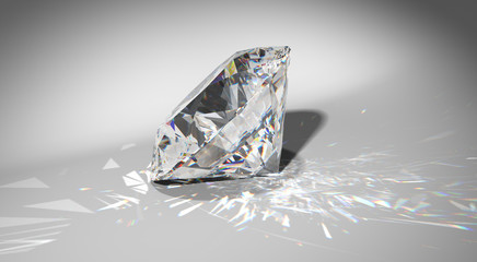 One large diamond with sparkles - obrazy, fototapety, plakaty