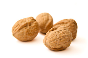 Walnuts close up isolated on white background