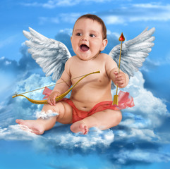 Baby cupid with angel wings