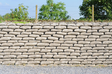 Trench from World War I, relic, fossilized sandbags