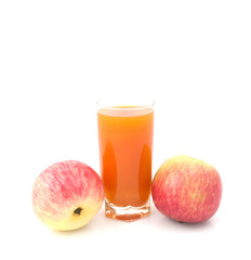 glass of juice with  apples