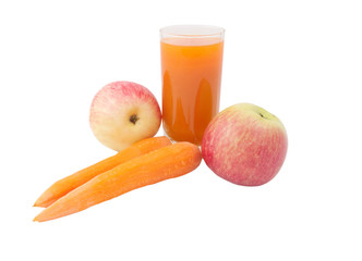glass of juice with carrots and apples