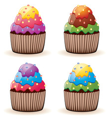 vector colorful cupcakes with sprinkles