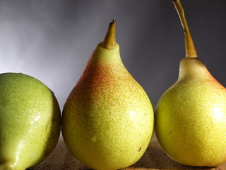 Fototapeta na wymiar Three Pears in a Row