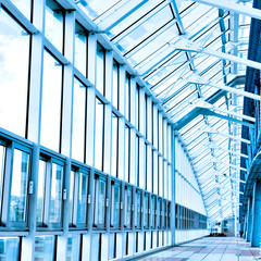 Glass corridor in office