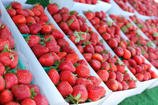 Fresh Strawberries At Farmers Market