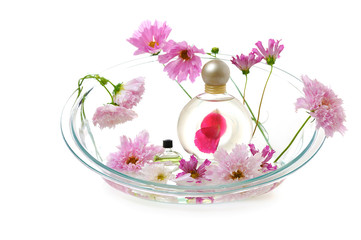 aromatherapy with pink flowers