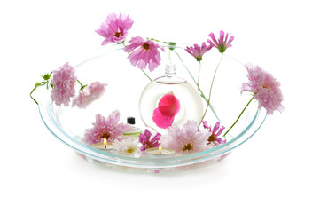 aromatherapy with pink flowers