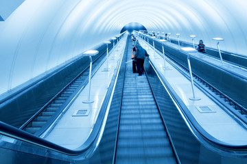 Fototapeta premium cool hallway with fast escalator