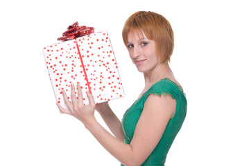 Close up portrait of girl with huge gift