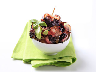 Bacon wrapped prunes