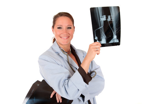 Female doctor x ray photo