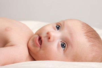 Curious Little Baby Girl Looking