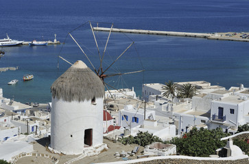 Bonis Windmill housing the Folklore Museum Mykonos Greece. © Pippa West