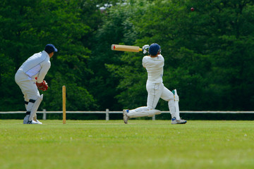 Cricketer playing a shot