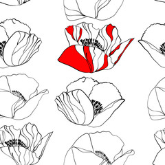 Poppy flower seamless background