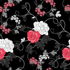 Roses on black background