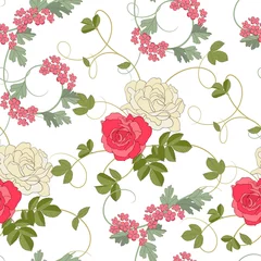 Fotobehang Roses seamless background © PinkHipopo