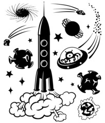 Naklejka premium space silhouettes