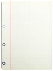 feuille simple perforée classeur, fond blanc