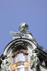 Fototapeta na wymiar Top of the building of Book shop (Dom knigi), Saint Petersburg