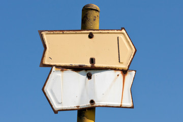 Old blank signpost