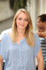 Closeup of happy student standing outside