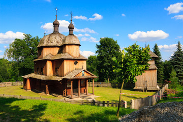 Historical wooden church in polish heritage park
