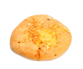 Bread with cheese isolated on white
