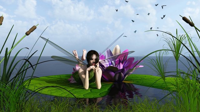 Waterlily Fairy on the Lake