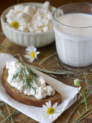 Cottage cheese and milk