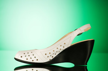 Woman shoes against the colorful gradient background